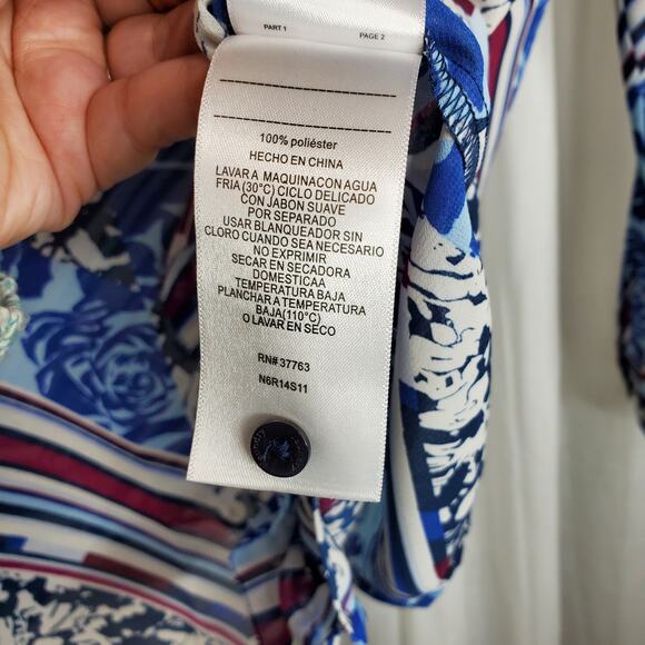 Laundry by Shelli Segal Sheer Geo & Floral Blouse w/ Ruffle Collar, 10 - Picture 7 of 9